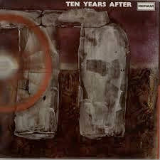 Image of Front Cover of LP - G+/G+ - TEN YEARS AFTER, Stonedhenge (Deram Red/White; SML1029, UK 1969, Laminated Gatefold Sleeve with Indicator Hole, Stereo, Copyright Text at Top of Label), Many light hairlines on the vinyl.  Sleeve has ringwear on rear, taped edge across top, small tear inside gatefold with a name written on in pen, fluffed corners.,  - 3425263E