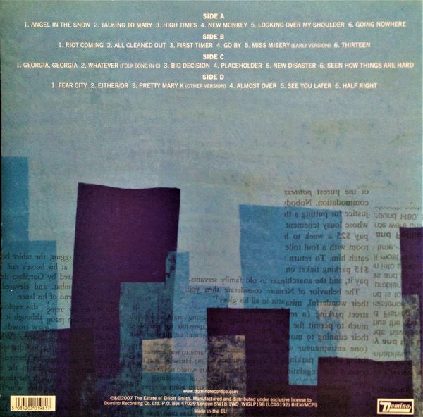 Image of Back Cover of 3715293C: 2xLP - ELLIOTT SMITH, New Moon (Domino; WIGLP198, UK/Europe 2007, 2 Inners)   VG/VG