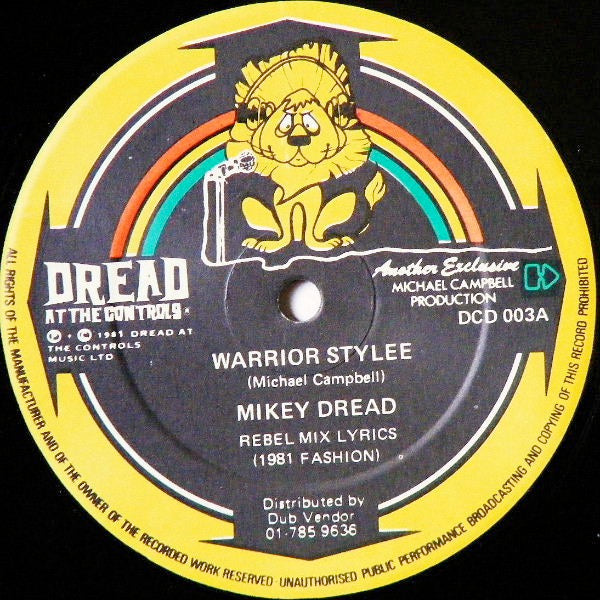 Image of Label Cover of 12" - VG/VG - MIKEY DREAD, Warrior Stylee / Israel (Stylee) Style (Dread At The Controls ; DCD 003, UK 1981, Company Sleeve), ,  - 4226257E