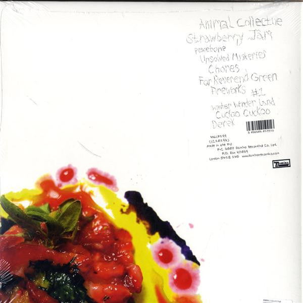 Image of Back Cover of 0125201E: 2xLP - ANIMAL COLLECTIVE, Strawberry Jam (Domino; WIGLP199, UK 2006, Gatefold, 2 Inners) Stickered Sleeve  EX/VG+