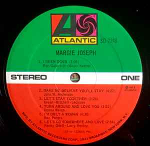 Image of Label Cover of 0225315E: LP - MARGIE JOSEPH, Margie Joseph (Atlantic; SD 7248, US 1973, Inner) Marks on disc. Wear to sleeve.  VG/VG