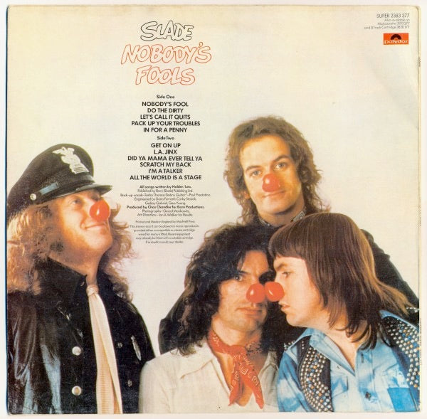 Image of Back Cover of LP - VG/VG - SLADE, Nobody's Fools (Polydor; 2383377, UK 1976, Inner), Strong VG,  - 2215265C