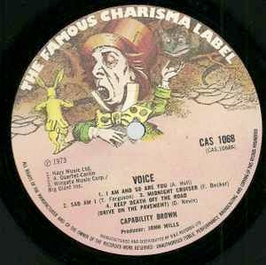 Image of Label Cover of LP - VG+/VG+ - CAPABILITY BROWN, Voice (Charisma Hatter B & C Marketing; CAS 1068, UK 1973, Gatefold), Fading Down Spine,  - 2826204E