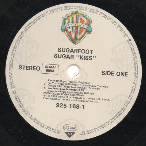 Image of Label Cover of LP - VG/VG - SUGARFOOT, Sugar Kiss (WB; 925 168-1, Germany 1985, Ohio Players. Produced by Roger Troutman.), Few hairline marks, plays VG/VG+.,  - 3146294S