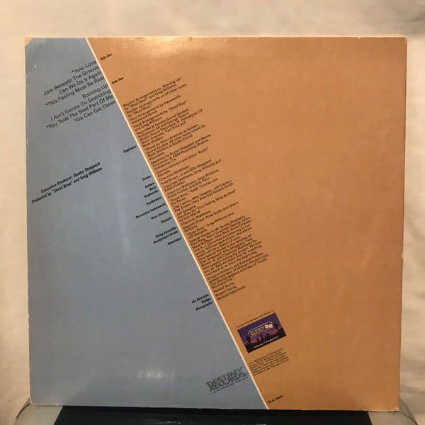 Image of Back Cover of LP - VG/VG+ - SKOOL BOYZ, Skool Boyz (Destiny; DLA-10001, US 1981), Writing on back of sleeve and label.,  - 4226224E