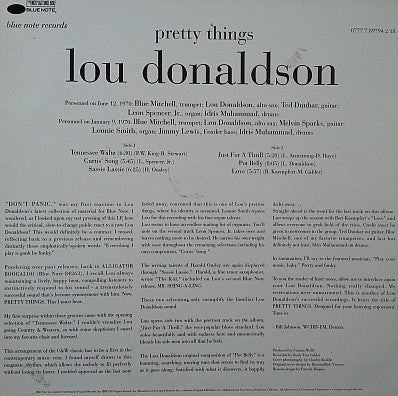 Image of Back Cover of LP - VG+/VG - LOU DONALDSON, Pretty Things (Blue Note; BST-84359, UK 1993 Reissue), ,  - 3226091E