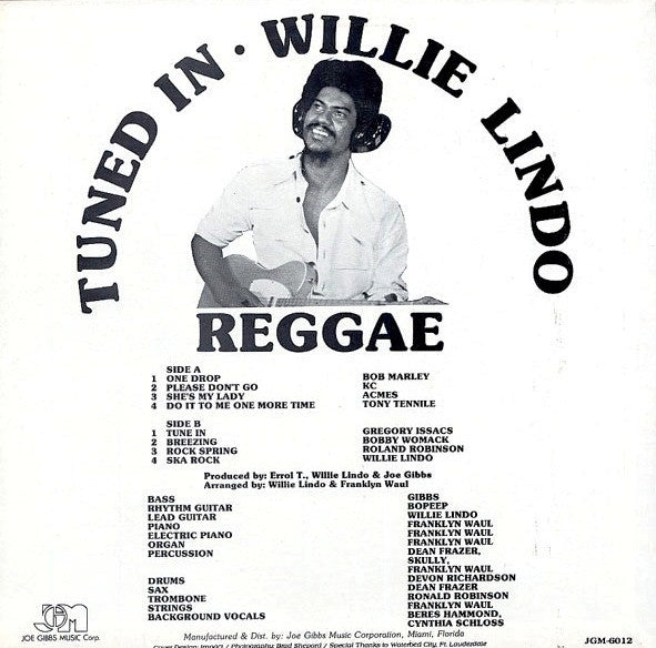 Image of Back Cover of 2424438E: LP - WILLIE LINDO, Tuned In (Joe Gibbs; JGM6012, US 1980, Pasteback Sleeve) Edge and Ring Wear  VG/VG