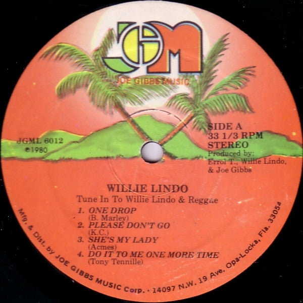 Image of Label Cover of 2424438E: LP - WILLIE LINDO, Tuned In (Joe Gibbs; JGM6012, US 1980, Pasteback Sleeve) Edge and Ring Wear  VG/VG