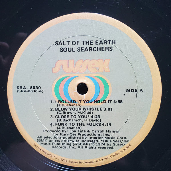 Image of Label Cover of 5044309S: LP - SOUL SEARCHERS, Salt Of The Earth (Sussex; SRA 8030, US 1974, Pasteback Sleeve, Sonic Recording Products, Inc. Pressing)   VG/VG