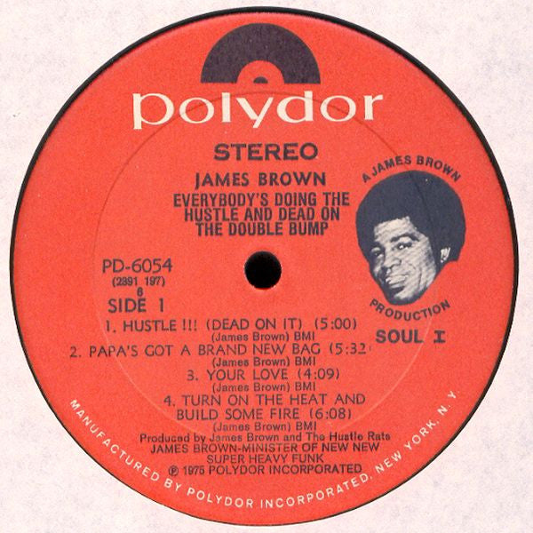 Image of Label Cover of LP - VG/VG - JAMES BROWN, Everybody's Doin' The Hustle & Dead On The Double Bump (Polydor Red Label; PD-6054, US 1975, All Disc pressing), Record is strong VG - just a few light hairlines. Writing on sleeve rear.,  - 3926086E