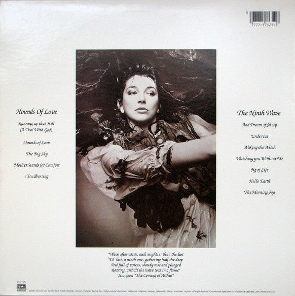 Image of Back Cover of LP - VG/VG - KATE BUSH, Hounds Of Love (EMI America; ST-517171, US 1985, Inner), Partial split at bottom of inner. ,  - 3126010E