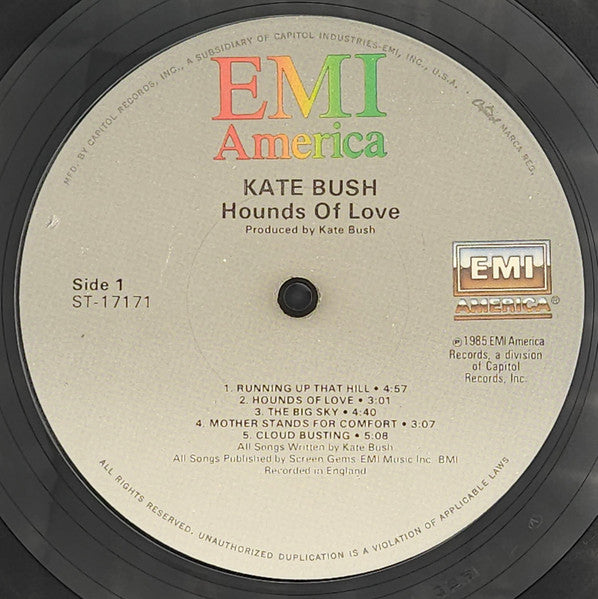 Image of Label Cover of LP - VG/VG - KATE BUSH, Hounds Of Love (EMI America; ST-517171, US 1985, Inner), Partial split at bottom of inner. ,  - 3126010E
