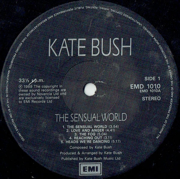 Image of Label Cover of 5124336E: LP - KATE BUSH, The Sensual World (EMI; EMD1010, UK 1989, Inner)   VG/VG