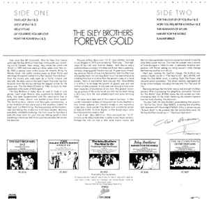 Image of Back Cover of LP - VG/VG+ - ISLEY BROTHERS, Forever Gold (Epic; 32238, UK 1977), Sticker on back of sleeve (CBS 'Nice Price' sticker on front).. Sticker residue on front & back. Light wera to edge of sleeve.,  - 4246275S