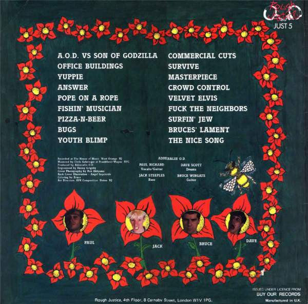 Image of Back Cover of LP - VG/VG - ADRENALIN OD, Humungusfungusamongus (Rough Justice; JUST5, UK 1986, Inner), ,  - 1826095E