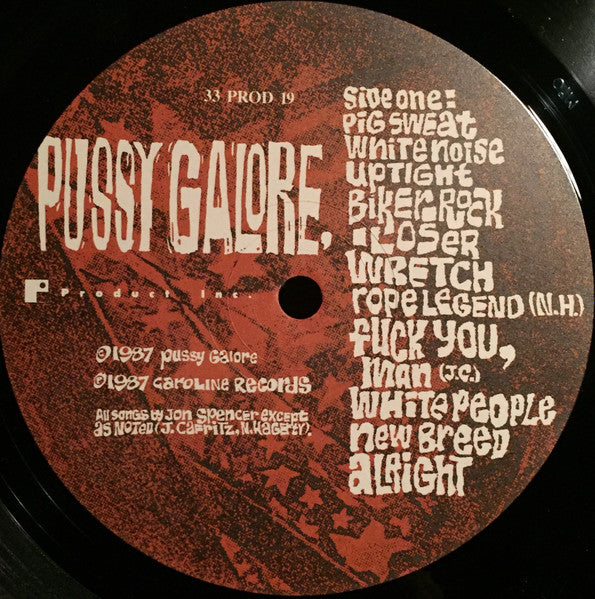 Image of Label Cover of LP - VG/VG+ - PUSSY GALORE, Right Now! (Product Inc; 33 prod 19, UK 1987), Strong VG+, Sleeve Creased,  - 3025286E
