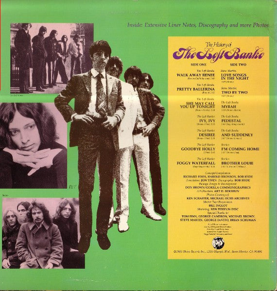 Image of Back Cover of 4224296E: LP - THE LEFT BANKE, History Of (Rhino; RNLP123, US 1985, PlasticCompany Inner) Strong VG+  VG+/VG+