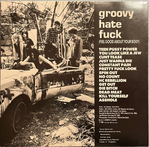 Image of Back Cover of LP - VG+/EX - PUSSY GALORE, Groovy Hate Fuck (Vinyl Drip International; SUK1, UK 1987), ,  - 3025285E