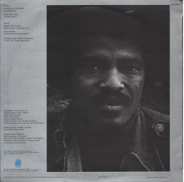 Image of Back Cover of 4814446C: LP - PHILLIP UPCHURCH, Darkness, Darkness (Blue Thumb; ILPS 9219, UK 1972, Picture Sleeve)   VG/VG