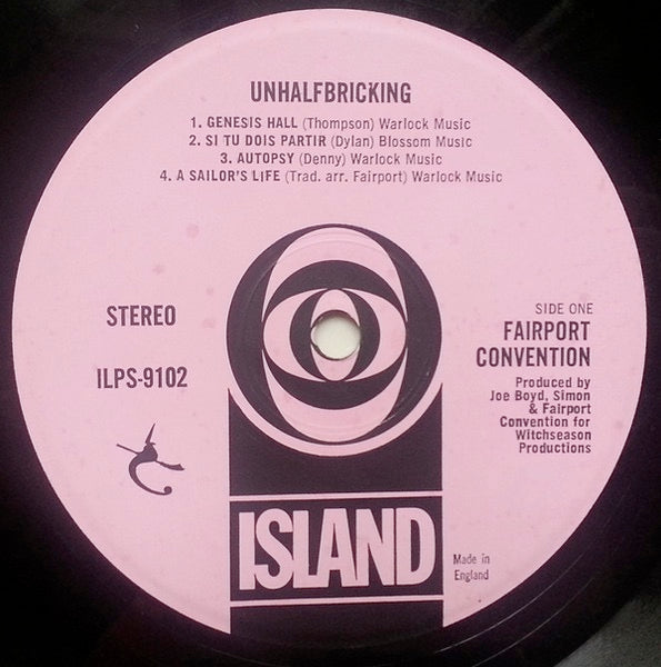 Image of Label Cover of LP - G+/G+ - FAIRPORT CONVENTION, Unhalfbricking (Island Pink/Black Circle Logo; ILPS 9102, UK 1969, 1st Pressing), Hairlines and a few heavier marks that look worse than they sound. Small split on spine and small rip on sleeve rear. ,  - 2926356E