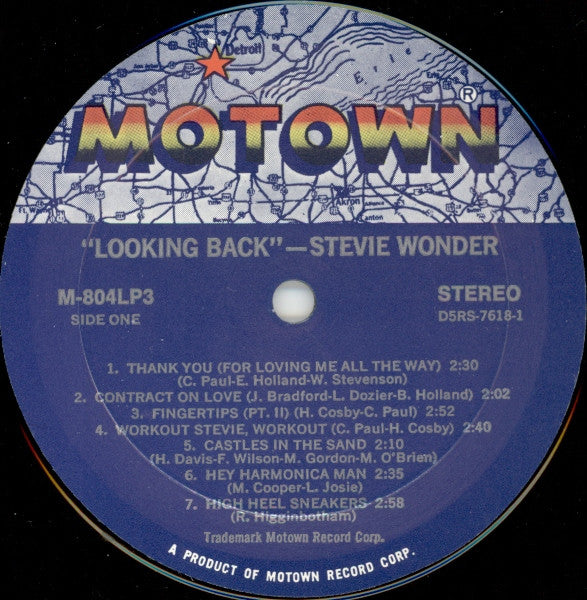 Image of Label Cover of 3xLP - VG/VG+ - STEVIE WONDER, Looking Back (Motown; M804LP3, US 1974, Triple Gatefold, Limited Edition; Monarch Press), ,  - 1826094E