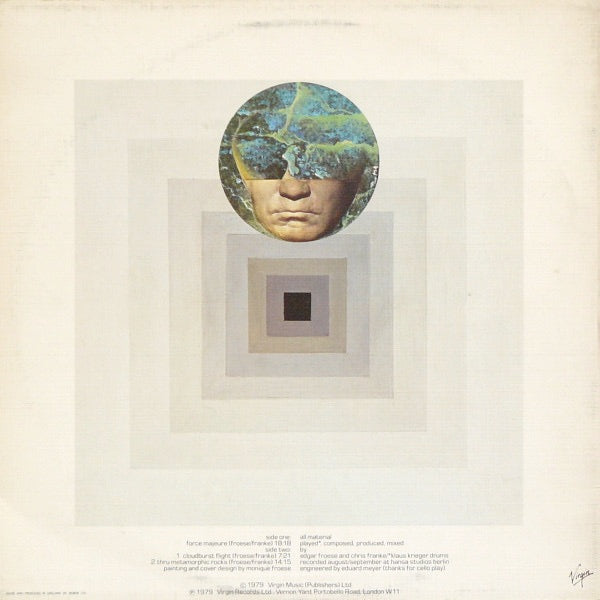 Image of Back Cover of LP - VG/VG+ - TANGERINE DREAM, Force Majeure (Virgin; V2111, UK 1979, Textured Sleeve, Clear Vinyl.), Sticker Mark On Front Sleeve,  - 4326237E