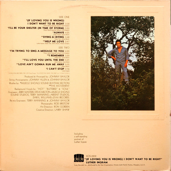 Image of Back Cover of LP - VG/VG - LUTHER INGRAM, (If Loving You Is Wrong) I Don't Want To Be Right (Koko; KOS-2202, US 1972, Embossed Sleeve, Sonic pressing), ,  - 4326336E