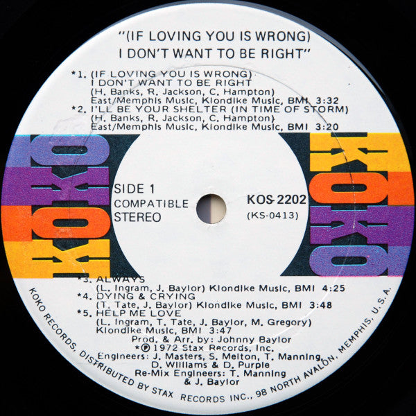 Image of Label Cover of LP - VG/VG - LUTHER INGRAM, (If Loving You Is Wrong) I Don't Want To Be Right (Koko; KOS-2202, US 1972, Embossed Sleeve, Sonic pressing), ,  - 4326336E