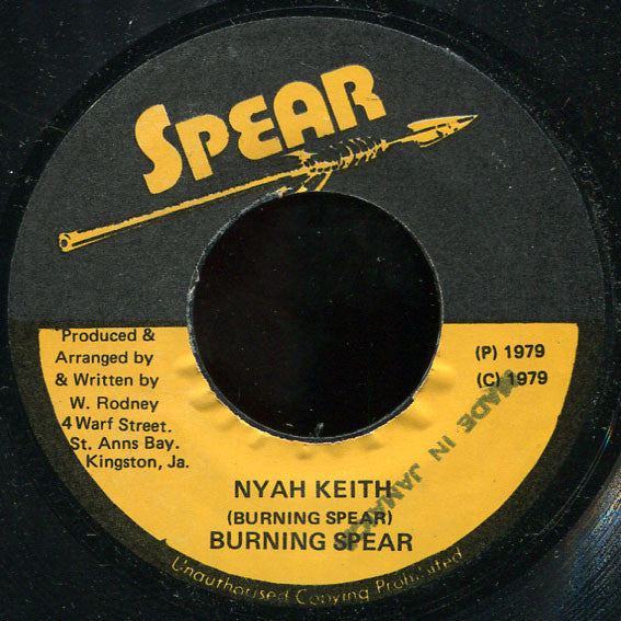 Image of Front Cover of 7" - /VG - BURNING SPEAR, Nyah Keith (Spear; , Jamaica 1979), Strongest VG, SWOL.,  - 4426230E