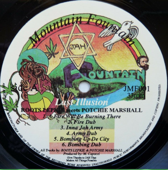 Image of Label Cover of LP - VG+/VG - ROOTS LEPKIE MEETS POTCHIE MARSHALL, Last Illusion (Jah Mountain Fountain; JMF001, UK 1993), Light lines only.,  - 3016293C