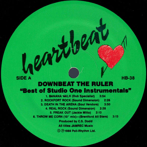Image of Label Cover of LP - VG+/VG - VARIOUS, Downbeat The Ruler - Best of Studio 1 Killer Instrumentals - Vol 3 (Heartbeat; H8-38, US 1988, Picture Sleeve), Hairline on Side A, strong VG plays VG+,  - 1146399S