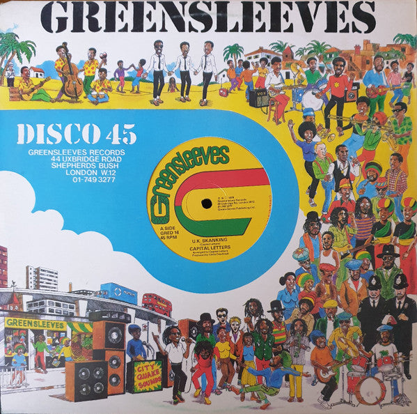 Image of Back Cover of 12" - VG+/VG - CAPITAL LETTERS, U.K. Skanking / Run Run Run (Greensleeves Records; GRED 16, UK 1979, Company Sleeve), Light marks only. SWOL.,  - 3716024C