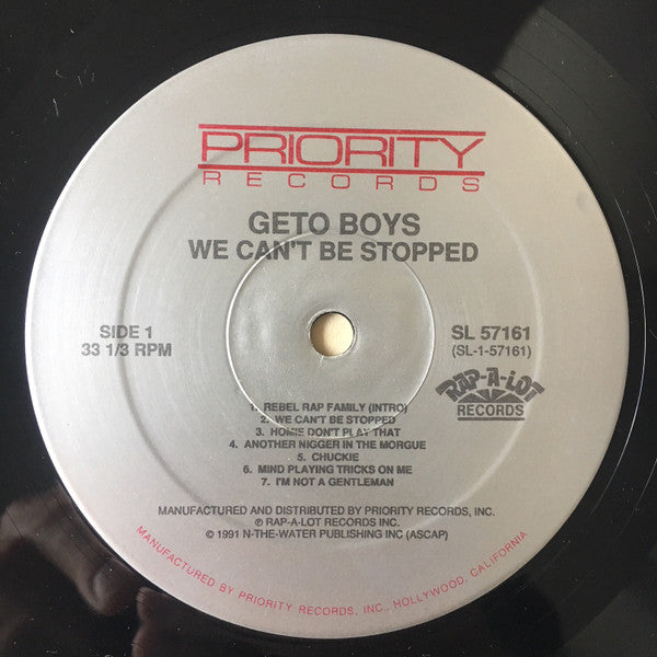 Image of Label Cover of LP - VG/G - GETO BOYS, We Can't Be Stopped (Rap-A-Lot; SL 57161, US 1991), Record marked and has deeper ones on B-side (which click lightly when played through). Sleeve slightly worn at opening and edges,  - 0916414C
