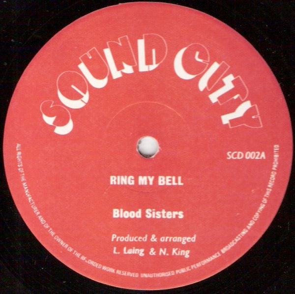 Image of Front Cover of 12" - VG/VG+ - BLOOD SISTERS, Ring My Bell / Dub My Bell (Sound City; SCD002, UK 1979, Company Sleeve), Strong VG Copy. ,  - 3826328E