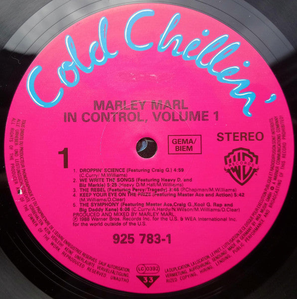 Image of Label Cover of LP - VG/G - MARLEY MARL, In Control Volume 1 (Cold Chillin'; 925 783-1, Europe 1988), ,  - 3826231E