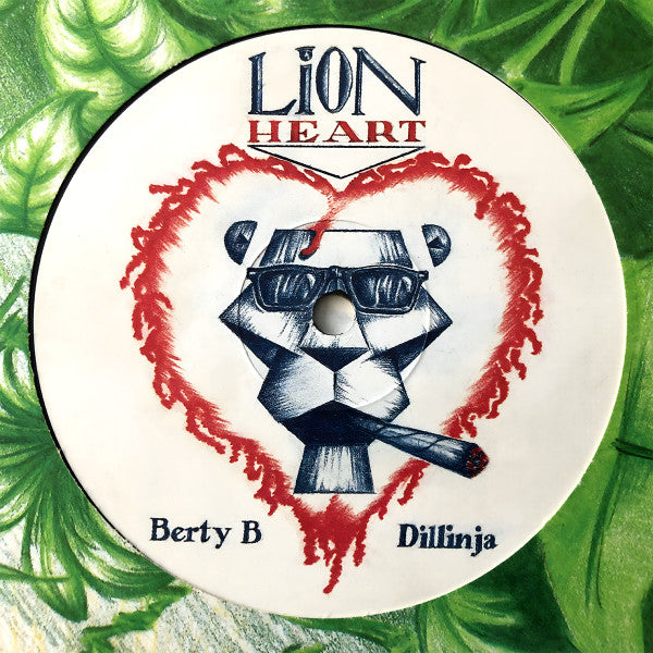Image of Label Cover of 12" - VG/G+ - BERTY B & DILLINJA, Lion Heart / Art Of Control (Lion Heart; BERT 1, UK 1994, Company Sleeve), Record has lots of lighter marks, but plays above grade. Sleeve a bit worn and creased in places. Label has some writing in biro scribbled out,  - 3116403C