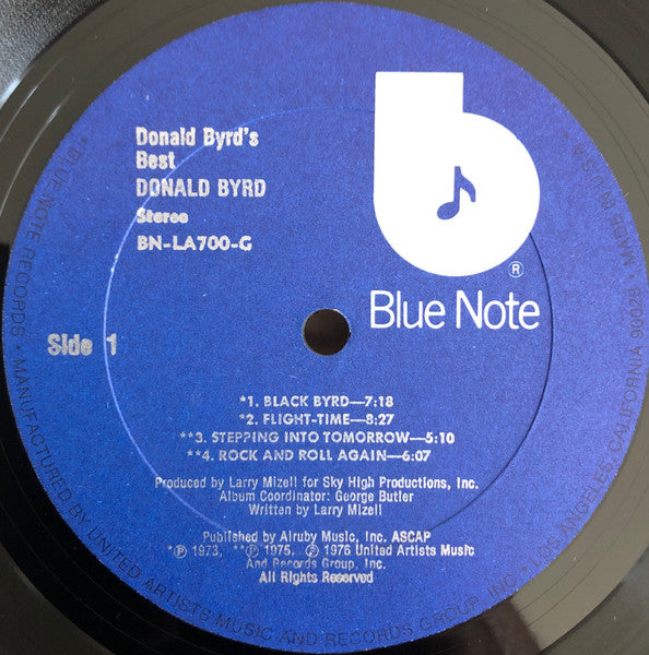 Image of Label Cover of LP - VG/VG - DONALD BYRD, Donald Byrd's Best (Blue Note; BN-LA700-G, US 1976, Picture Sleeve, Company Inner), Light marks, promo drill hole, still in opened shrinkwrap with 2 hype stickers,  - 3846057S