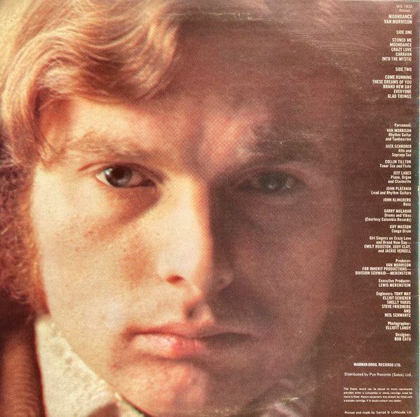 Image of Back Cover of 4224301E: LP - VAN MORRISON, Moondance (WB Orange; WS1835, UK 1970) Edge and Ring Wear  VG/G+