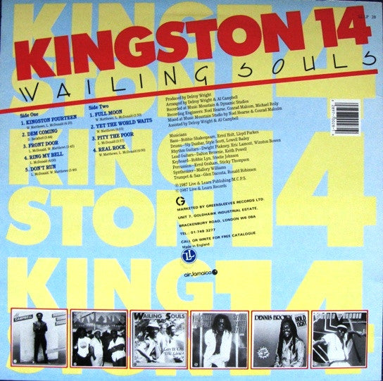 Image of Back Cover of LP - VG+/VG+ - WAILING SOULS, Kingston 14 (Live & Learn Records; LL LP 28, UK 1987), Light hairline mark.,  - 4126069E