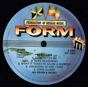 Image of Label Cover of LP - VG/VG+ - JAH WOOSH & SIS BEE, Rebellion (Form; SM1003, UK 1981), Ringwear on sleeve.,  - 4445264S
