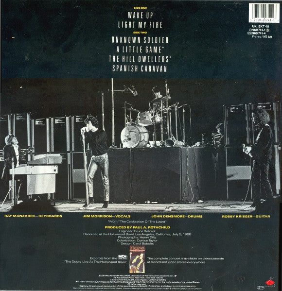 Image of Back Cover of 5144179S: LP - THE DOORS, Live at the Hollywood Bowl (Elektra; EKT 40, Germany 1987)   VG/VG