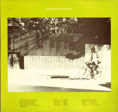 Image of Front Cover of LP - VG+/EX - JOHN RUSSELL/ RICHARD COLDMAN, Home Cooking - Solo Guitar (Incus; INCUS31, UK 1979), ,  - 2026054E