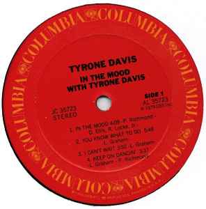 Image of Label Cover of 5124042E: LP - TYRONE DAVIS, In The Mood (Columbia; 35723, US 1977, Inner) Markson disc. Light wear to sleeve & evidence of previous price sticker.  VG/G+