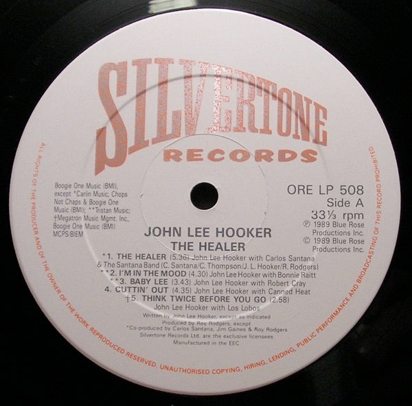 Image of Label Cover of LP - VG+/VG+ - JOHN LEE HOOKER, The Healer (Silvertone; ORE LP 508, Europe 1989), ,  - 1216490C