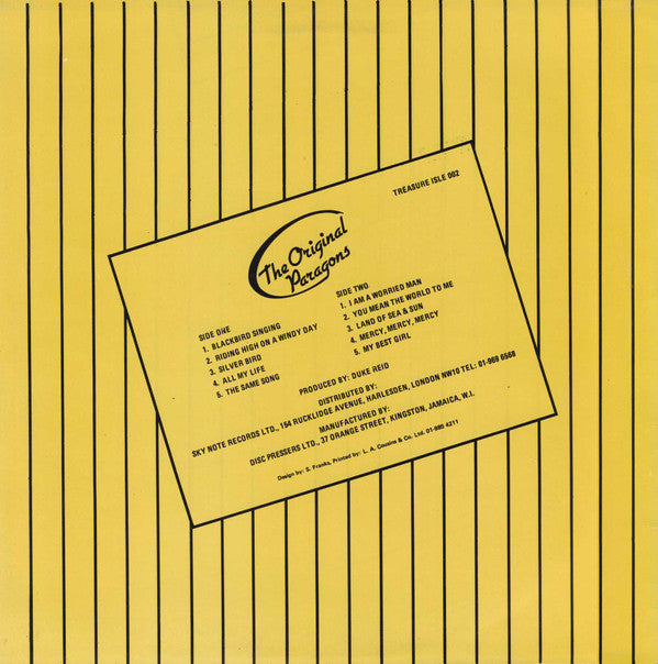 Image of Back Cover of LP - VG/G+ - THE PARAGONS, The Original Paragons (Treasure Isle; TI LP 002, UK ), Strong G+,  - 3146075S