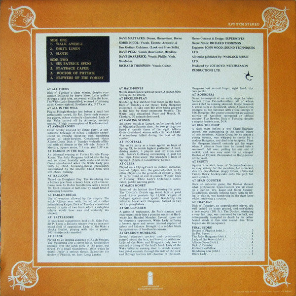 Image of Back Cover of LP - G+/VG - FAIRPORT CONVENTION, Full House (Island Pink/i logo; ILPS9130, UK 1970, Textured gatefold sleeve with black box over track titles on rear sleeve), Water Damage at Sleeve Opening,  - 0826313E