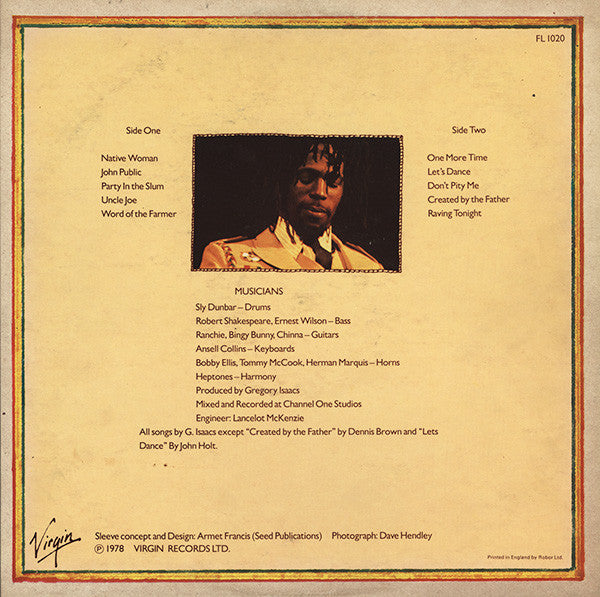 Image of Back Cover of LP - VG/VG - GREGORY ISAACS, Cool Ruler (Virgin; FL 1020, UK 1979 Reissue, Picture Sleeve), ,  - 3546183S