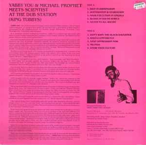 Image of Back Cover of LP - VG+/G+ - YABBY YOU & MICHAEL PROPHET, Meets Scientist At The Dub Station (Yabby ; YBR002, UK 1991), `lots of marks. Plays well. Light wear to sleeve.,  - 3326142E