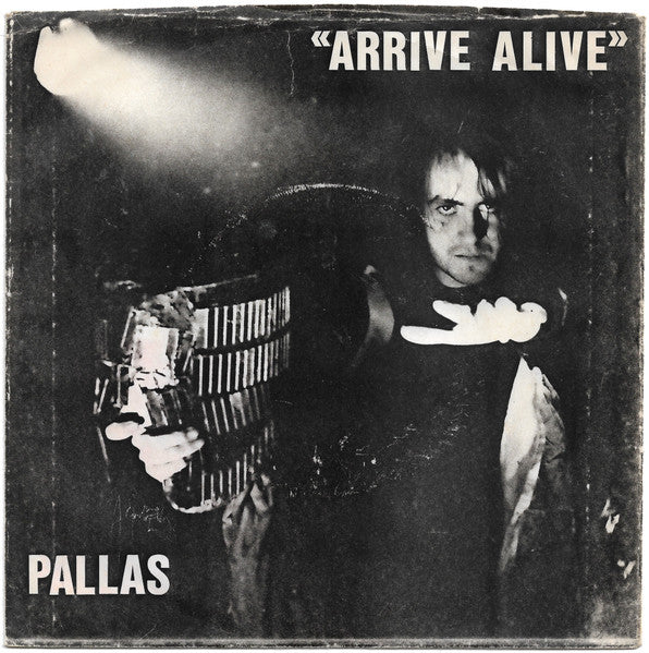 Image of Front Cover of 2354092S: 7" - PALLAS, Arrive Alive/ Stranger (On The Edge Of Time) (Granite Wax Records; GWS1, UK 1982, Picture Sleeve, No Insert, Helmet Off Sleeve Version) Sleeve in One Piece, But Water Damaged, with Peeling and Ring Wear  G/VG+