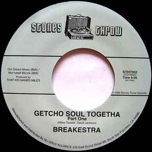 Image of Label Cover of 7" - EX/EX - BREAKESTRA, Getcho Soul Together (Stones Throw; STH7002, US 1999, Company Sleeve), ,  - 2956171S